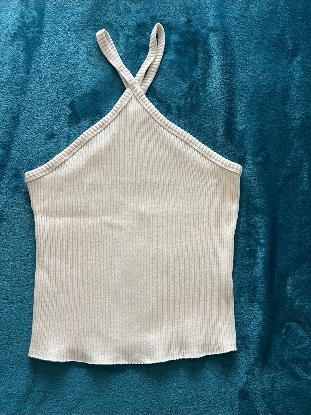 T.La Ribbed Cream Cross-Back Cami